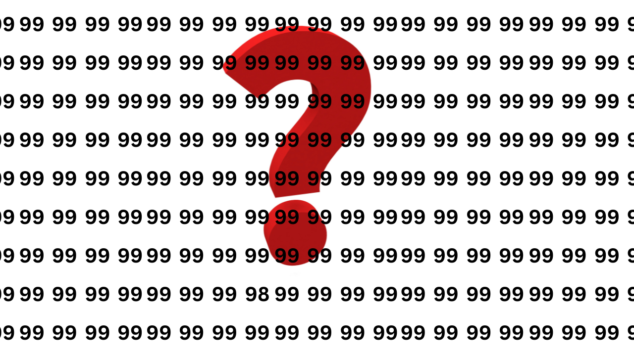 Test Your Eye Power: Can You Spot the Number 98 Among 99s?